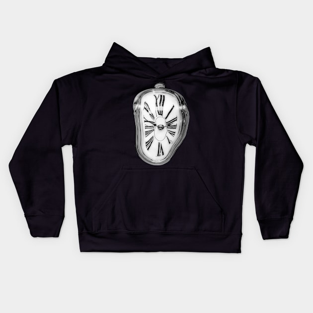 Surreal Melting Clock Kids Hoodie by va103